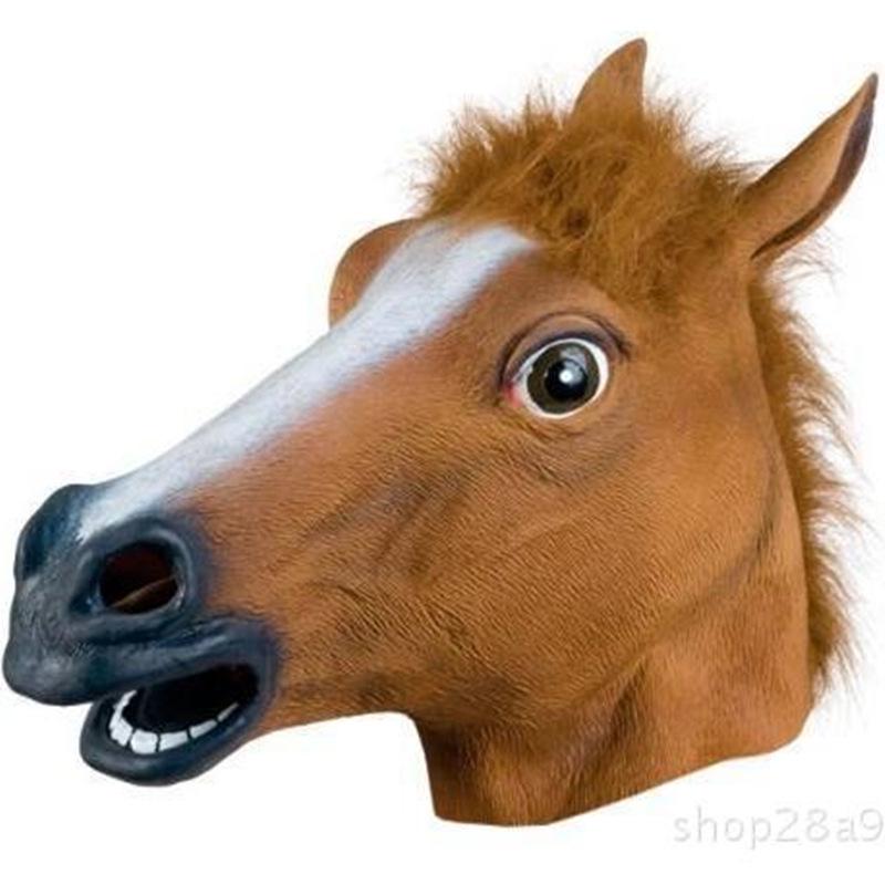 Halloween Animal Headgear: Black Horse & Unicorn Masks for Funny Pranks