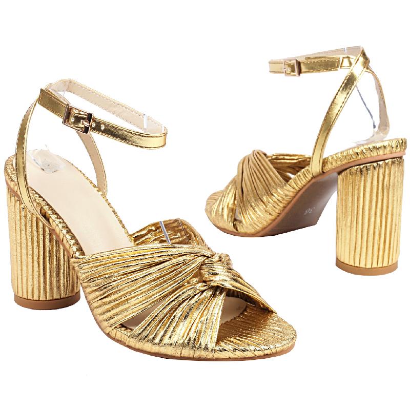Straps Women's Sandals Summer Shoes 2024 Luxury Peep Toe Flip Flops Round High Heels Gold Pink Party Dance Wedding Shoes Ladies