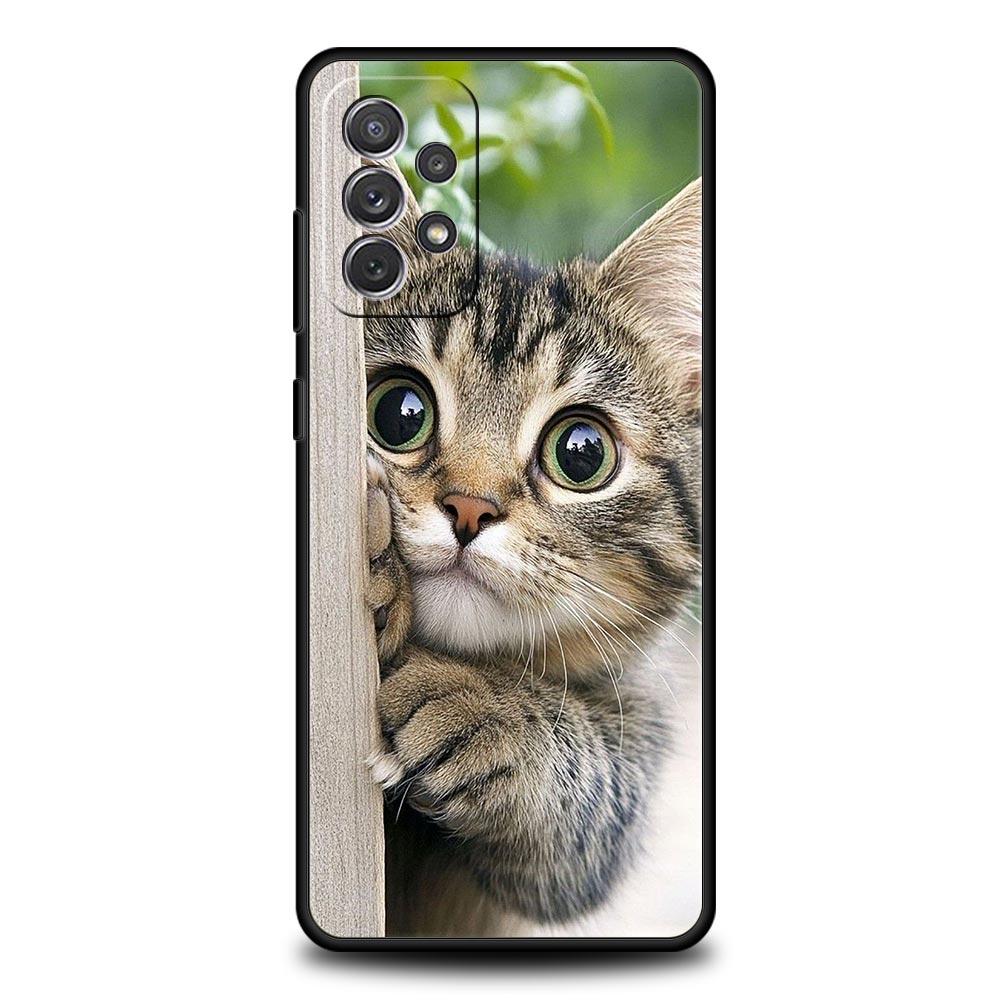 Kawaii Love Cat Phone Case For Samsung Galaxy A17 A07 A55 A35 A25 A15 A05s A33 5G A31 A23 A21s A13 A41 A73 A53 A51 A71 A03 Cover
