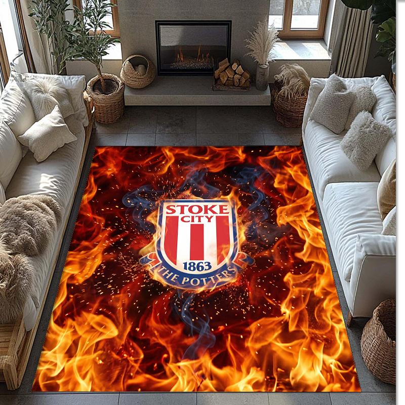 Southampton Football Print Crystal Velvet Rug, Comfortable Water Absorbent Non Slip Indoor Floor Carpet