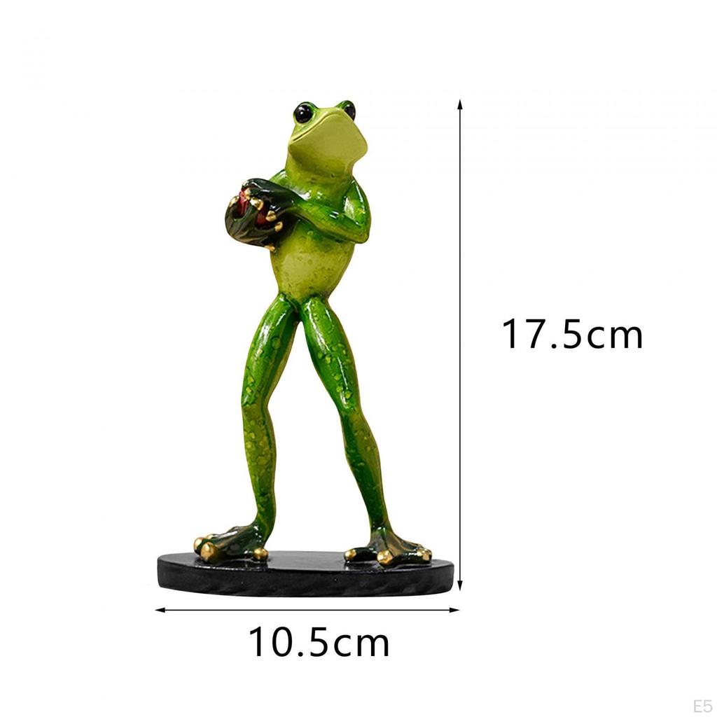 Frog Garden Statue Animal Sculpture Bedroom Ornament Birthday Gift Resin Figurine Desk Figure for