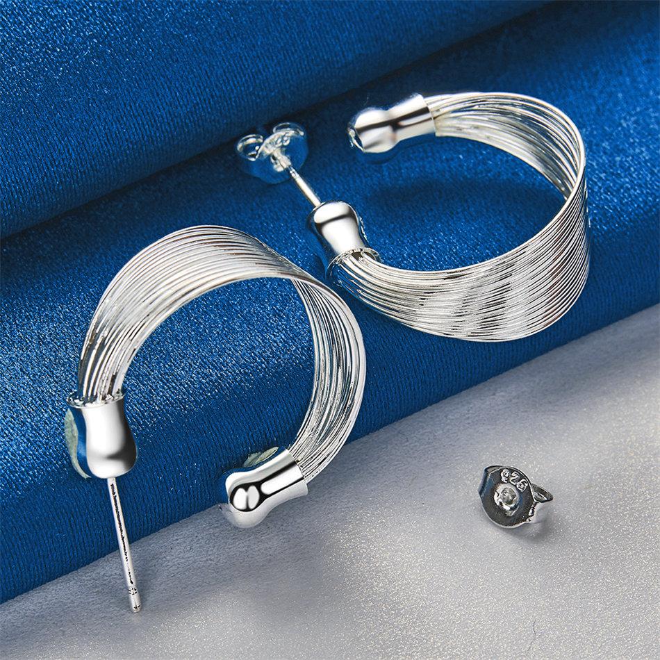 Elegant 925 Sterling Silver Delicate Multi-Strand Stud Earrings for Women, Fashionable Gifts, Party Jewelry Accessories