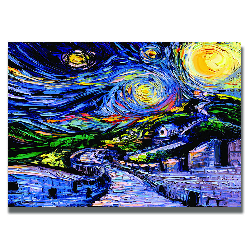 Starry Night by Vincent Van Gogh Famous Artist Art Print Wall Picture Canvas Oil Painting Home Wall Decor