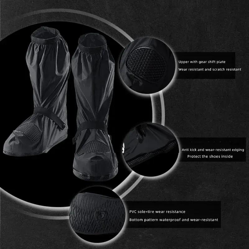 SCOYCO Motorcycle High Tube Rain Boots Covers Waterproof Rainproof Non-Slip Motocross Scooter Reusable Riding Rain Shoes Cover