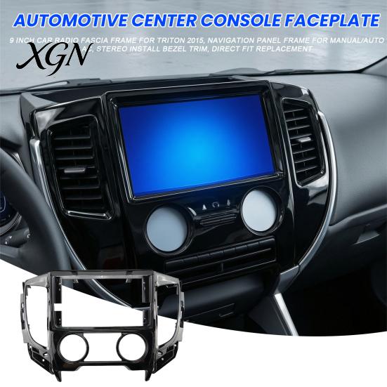 Dashboard Console Trim Adapter 9 Inch Car Radio Fascia Frame for TRITON 2015, Navigation Panel Custom Fit Interface Manual/Auto AC, Stereo Install
