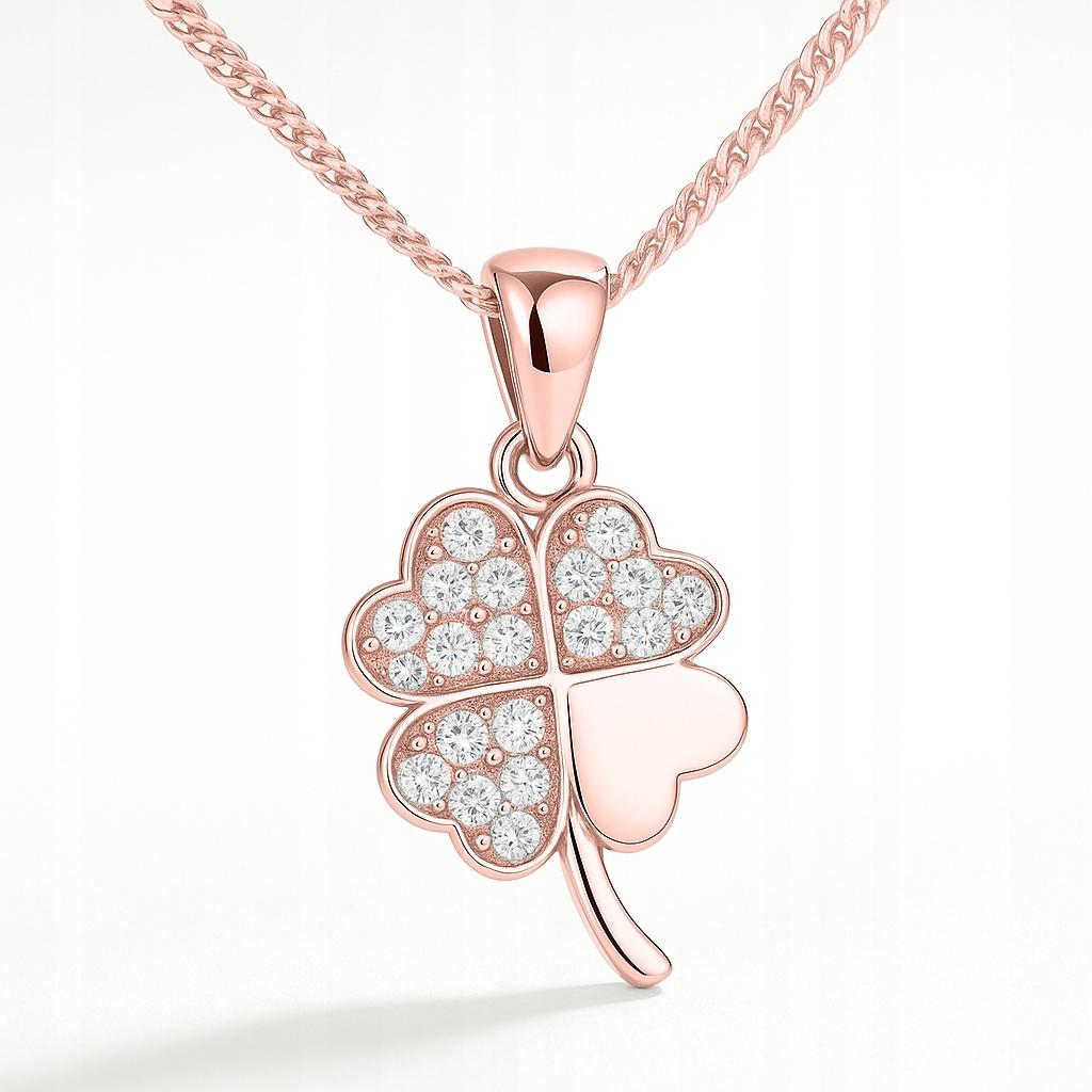 Gold-Plated Clover Necklace with Cubic Zirconias Clover Crystals Silver 925