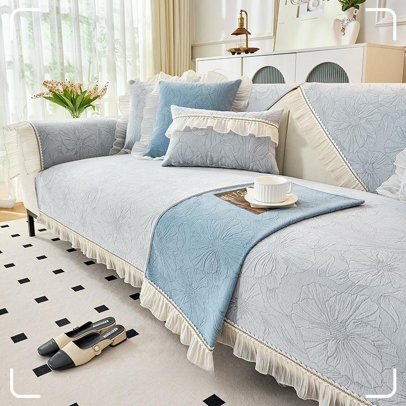 Simple Sofa Cover Fabric With Lace Suitable For All Seasons Soft And Smooth Sofa Cushion Cover Skin Friendly And Wear-Resistant