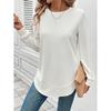 Fashionable Women's Long Sleeved Lightweight Sweater Loose Round Neck Top