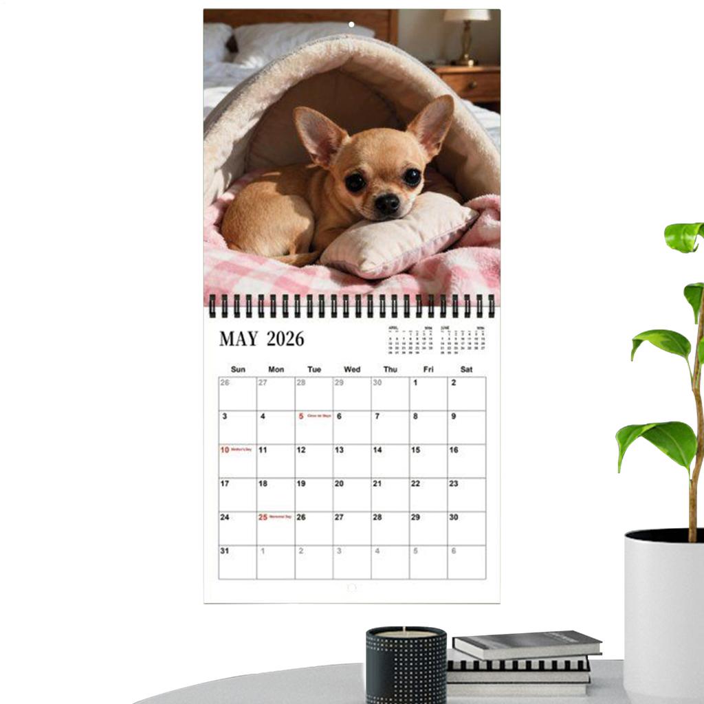 2026 Calendars Wall Dog-Themed January To December Family Planner 2026 Wall Planner for Home Bedroom School Work Apartment