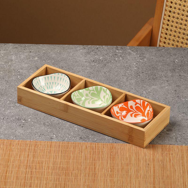 Bamboo Nine-Compartment Snack Tray for Dried Fruits and Hot Pot Side Dishes