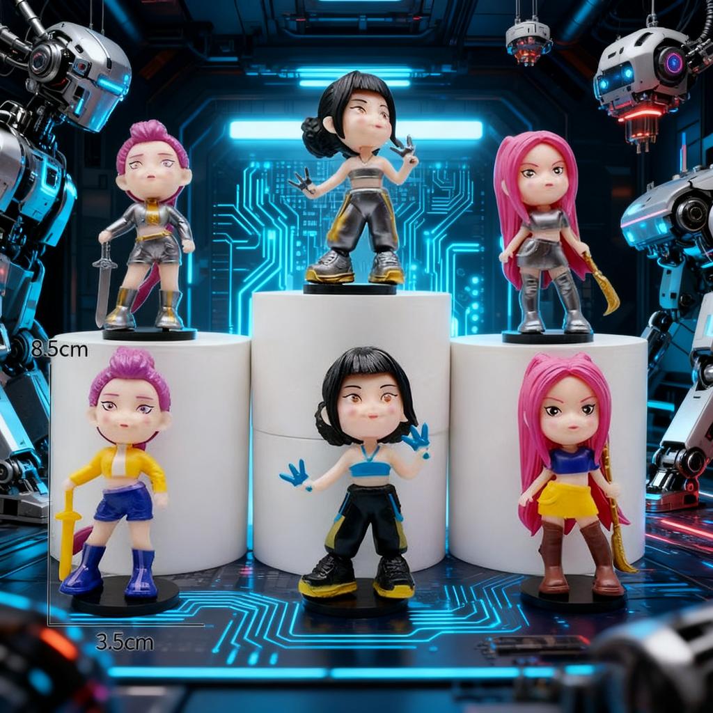 6pcs Kpop Demon Hunters Anime Figure Toys Cute PVC Movable Joints Action Figure Model Dolls Kids Birthday Decoration Toy Gifts