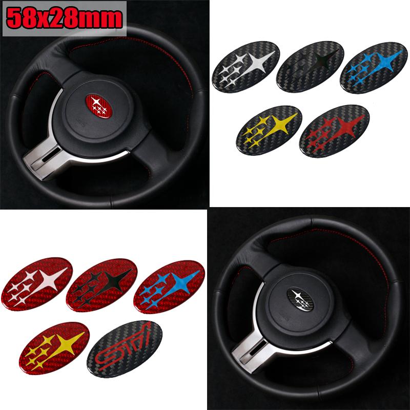 58mm Carbon Fiber Car Steering Wheel Emblem Sticker for Subaru Forester Outback Impreza Legacy STI WRX BRZ Tribeca Accessories PP333