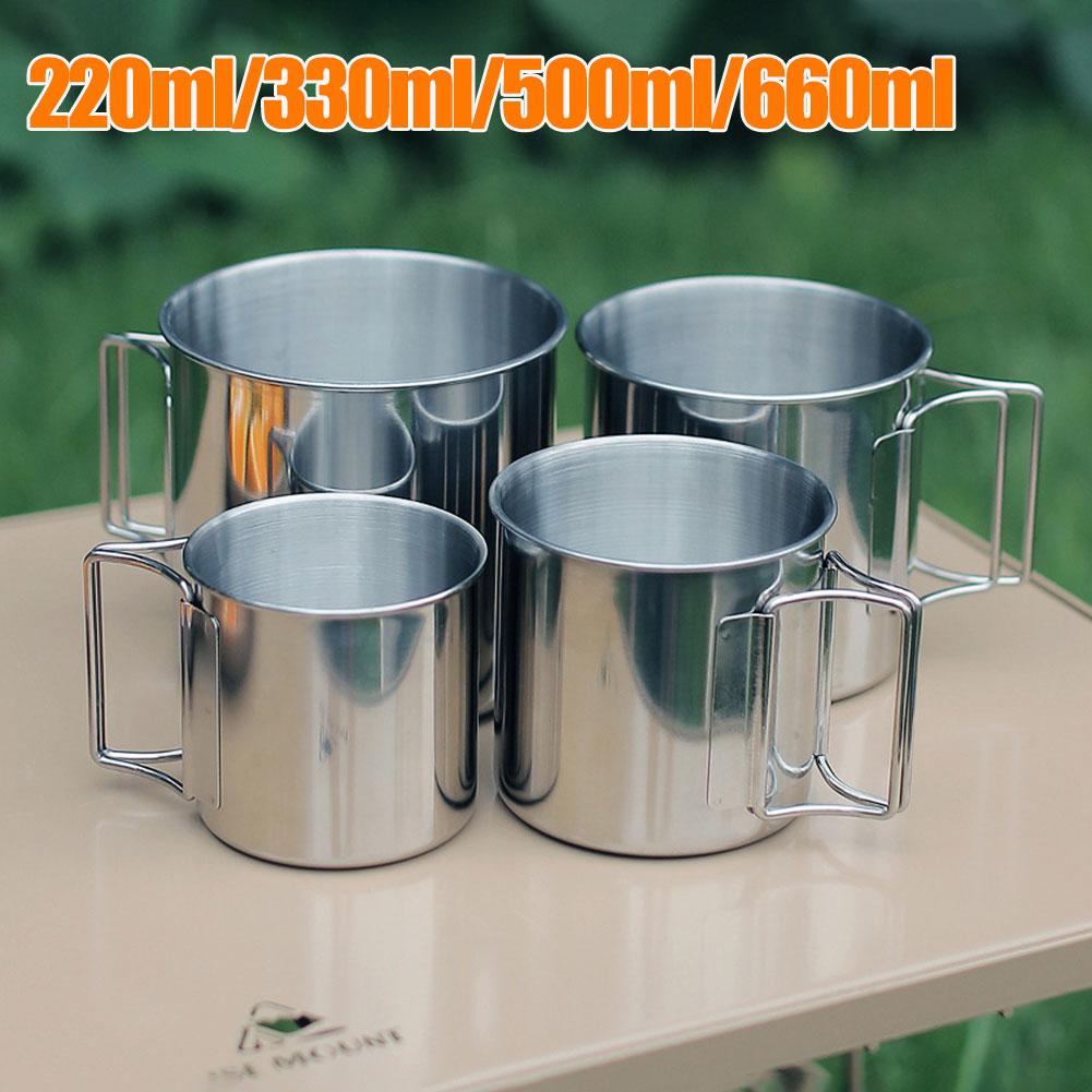 Camping Becher Edelstahl Kaffeetasse Tourist Geschirr Picknick Utensilien Outdoor Küche Ausrüstung Kochen Set Kochgeschirr Wandern