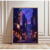 Neon Tokyo Street Poster Print Cyberpunk Night City Wall Art Japanese Urban Lights Decor Futuristic Anime Style Home Decor