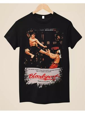 Unisex Black T-Shirt Featuring a Graphic from The Bloodsport Movie Poster - Made from 230G Heavyweight