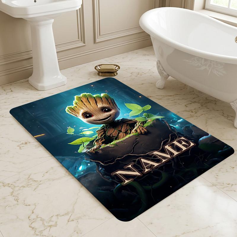 Personalized Name Superhero Power Living Room Non-Slip Area Rug Soft Carpet for Bedroom Playroom Sofa Office Home Decor Doormat