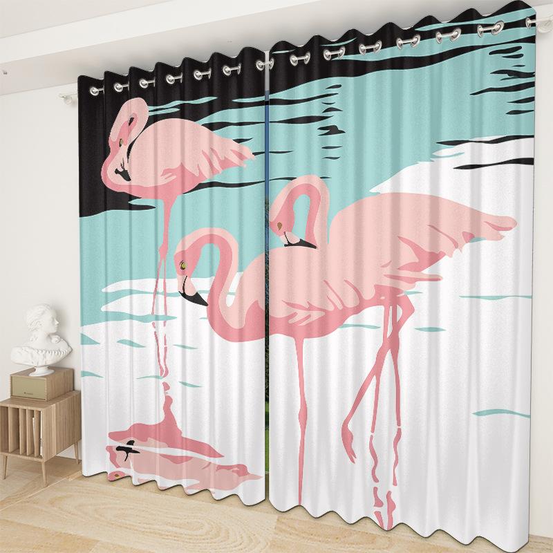 Flamingo Gardinenstoff Schlafzimmer Wohnzimmer Balkon Verdunkelungsvorhang Büro Hotel Isolationsvorhang