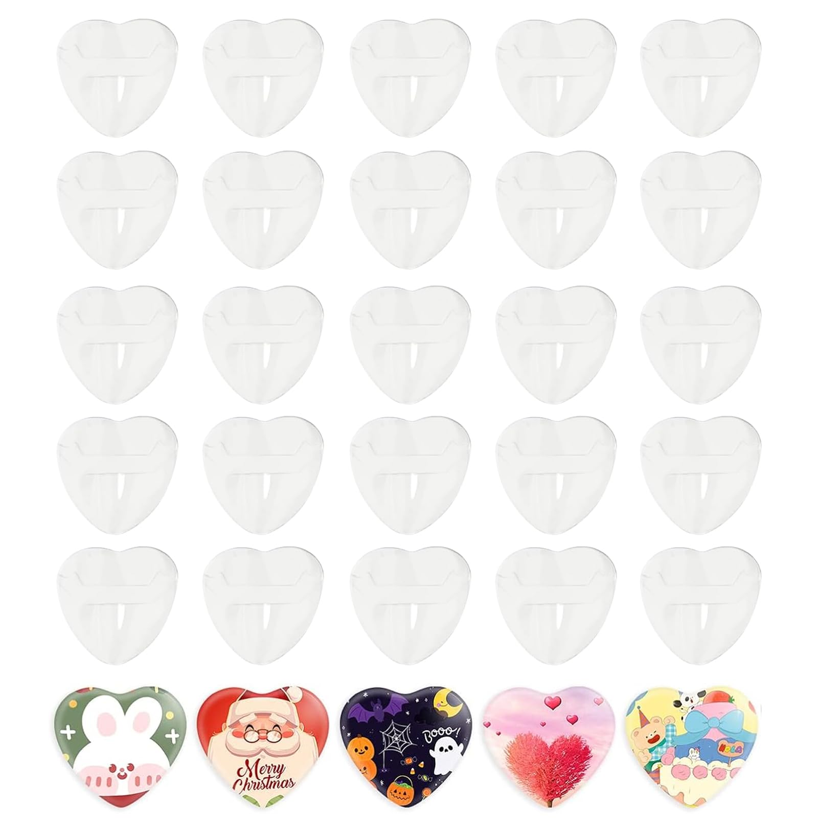 

PAVIKE Button Badge Pack of High for Storing and Displaying Button Perfect for and Decorating with Your Favorite Characters Heart-Shaped Covers, 30,