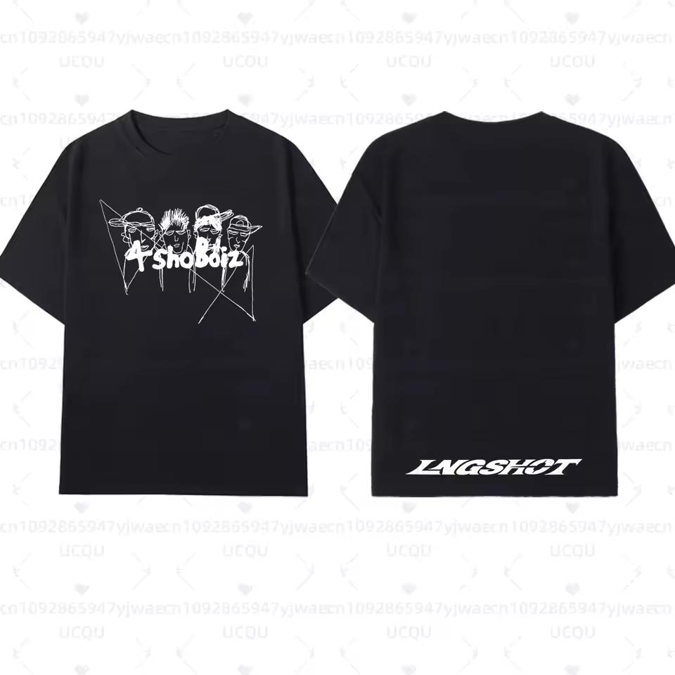 LNGSHOT 4SHOBOIZ graphic unisex 100%Cotton Tshirt Kpop Fashion Retro Men Women 2026 New breathable luxury Short sleeve shirt