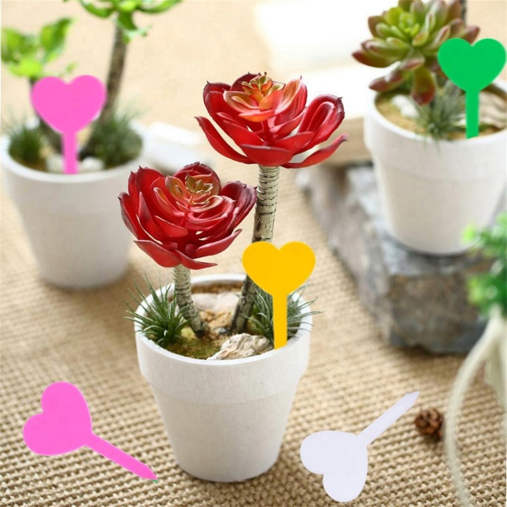 100Pcs Plant Labels Heart-shape Clover-Shape Waterproof Flower Herb Nursery Tags Garden Balcony Potted Plants Marking Signs