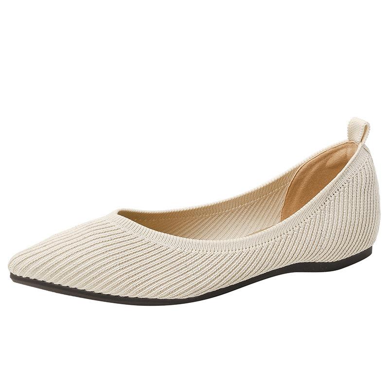 fashion Stretch Knitted Straight Grain Moccasins Breathable Cozy Work Shoes Brief Slip-on Fashion Ladies Flats Light Driving Loafers