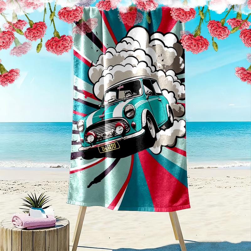 Vintage Cars 2D Flat Print Beach Towel, Large Soft Quick Dry Towel for Beach Camping Swimming.MSTJ0918616