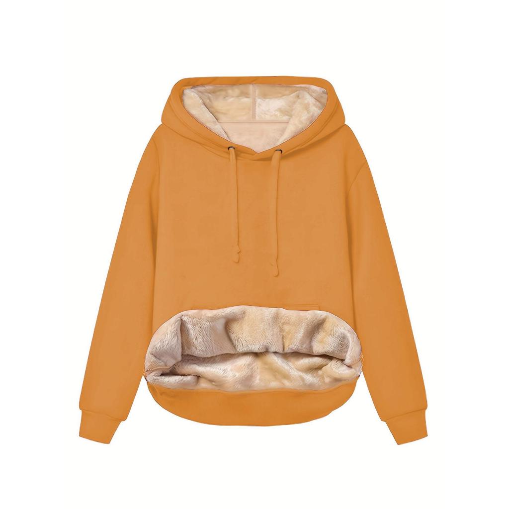 Fleece-Sweatshirts für Damen Dickes Fleece-Hoodie-Sweatshirt Winter Samt-Hoodie V-Ausschnitt Langarm-Tops