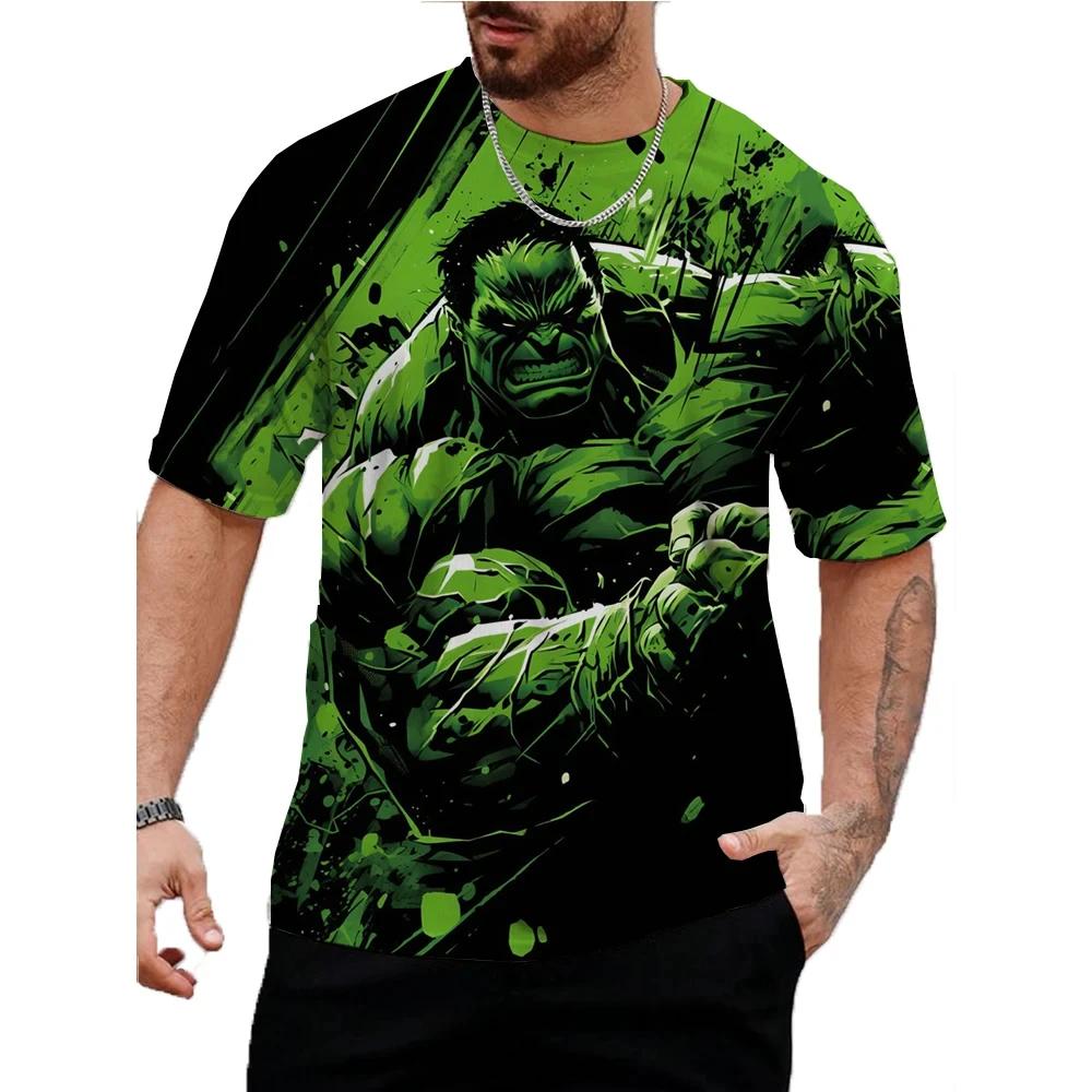 Marvel Hulk Print T-Shirt Für Männer Sommer Cartoon Tops T-Shirts Männlich Lässig Stilvoll Kurzarm Kleidung Mode Trendig Streetwear