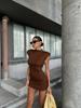 2026 Summer Women's European & American Style Slim-Fit Waist-Cinching Shoulder Pad Dress