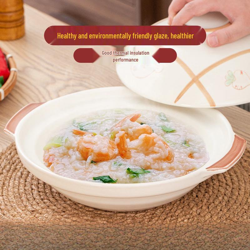 LIEI Ceramic Shallow Casserole Pot with Lid