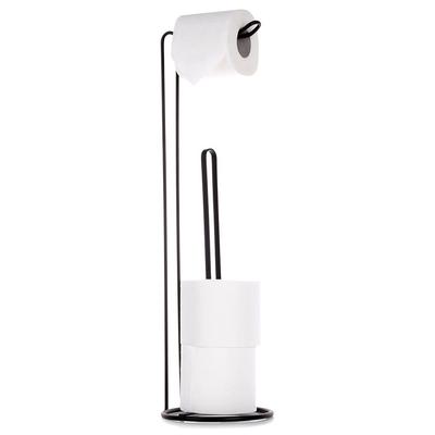 Soporte Perchero para Papel Higiénico Portarrollos Baño Metal Negro Alto