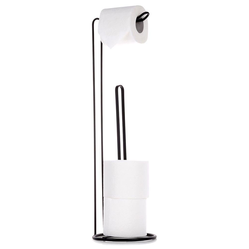 Black metal toilet paper stand 54 cm