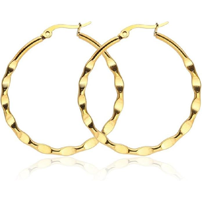 Большие золотые серьги-кольца для женщин Золотые легкие большие серьги-кольца Серьги-кольца из 18-каратного золота Подарок на день рождения для женщин