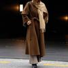 Johnature Lace-up Double-sided Coats Winter Women Mid-length Korean Long Coat