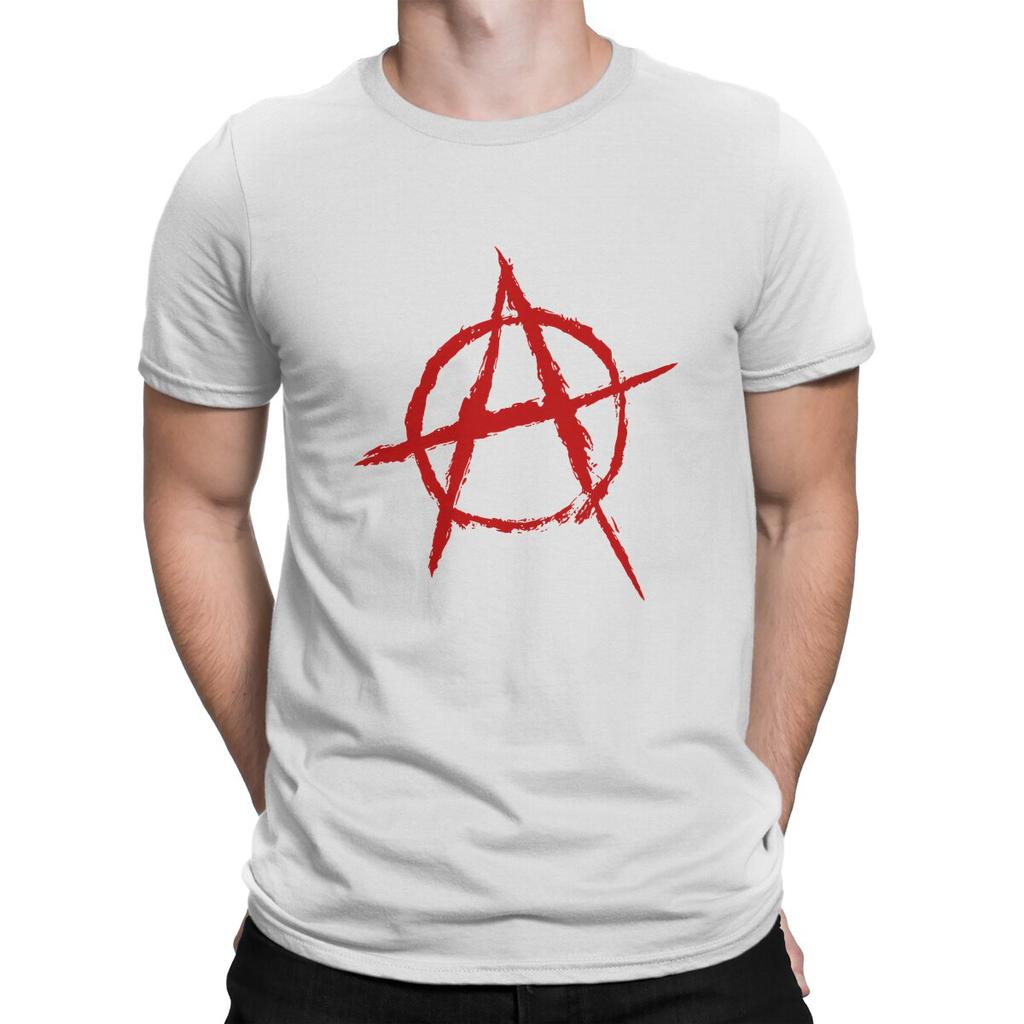 Anarchy Anarchist Symbols Red 100% CottonTshirt Homme Men's Clothing Polyester T Shirt for Men