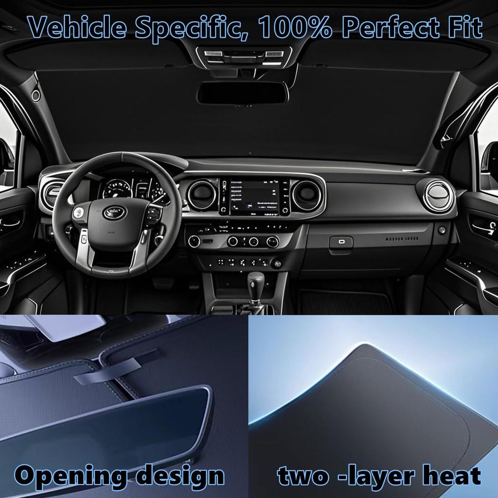 Windshield Sun Shade for Toyota 4Runner 2010-2024 2025 Sunshade 240T Reflective Fabric Double-Layer Design Front Window Blocks UV Rays and Heat