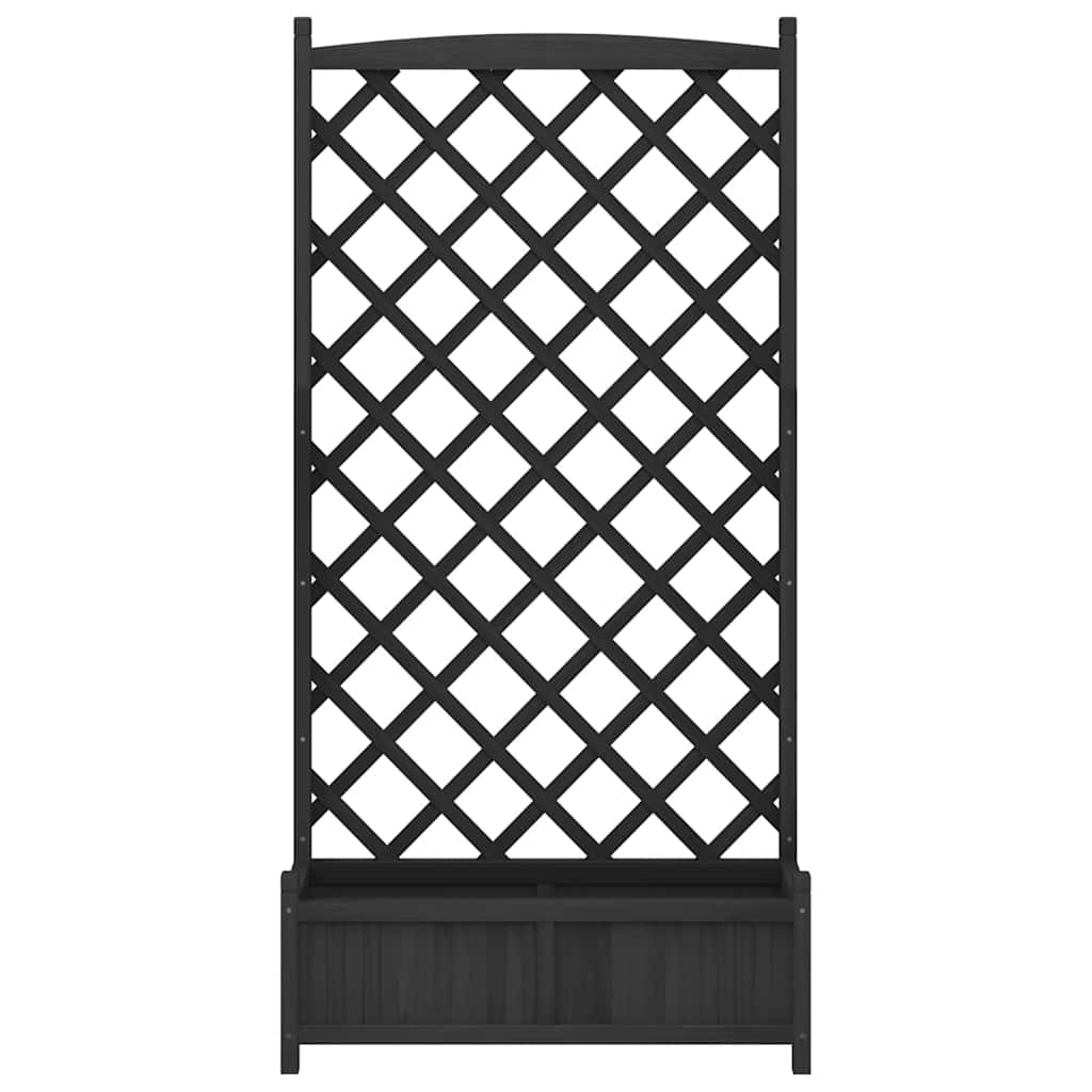 Vidaxl Planter with Trellis, Black, Solid Fir Wood