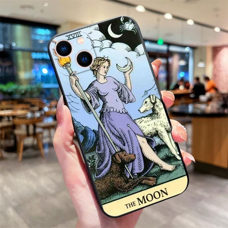 Moon Star Sun Tarot Phone Case for IPhone 13 12 11 14 15 Pro Max XR X XS 7 8 Plus SE Shockproof Soft Silicone Black Cover Fundas