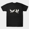 Men Black Print T-shirt Doves No-Cut Transfer Paper Print Cotton Tshirt