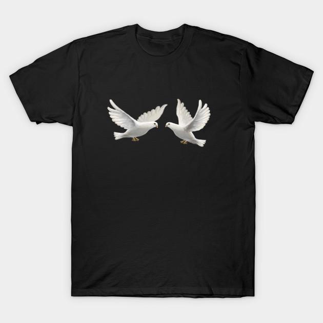 Men Black Print T-shirt Doves No-Cut Transfer Paper Print Cotton Tshirt XL