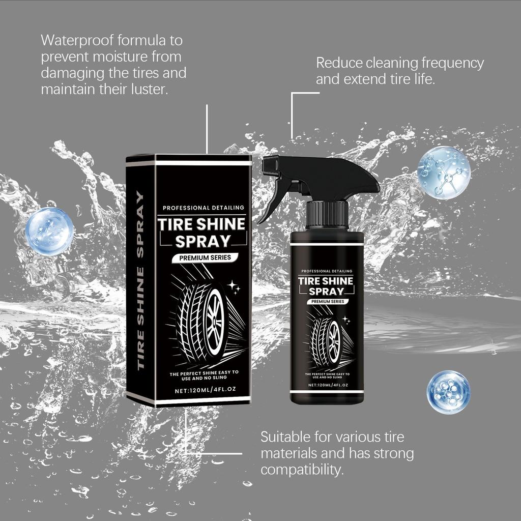 Tire Gloss Spray ,120ML,; Wheel Tire Gloss Maintenance Cleaning Polishing Coating Liquid Coating Agent; Suitable For Cars, Trucks, SUVs, RVs, Etc.