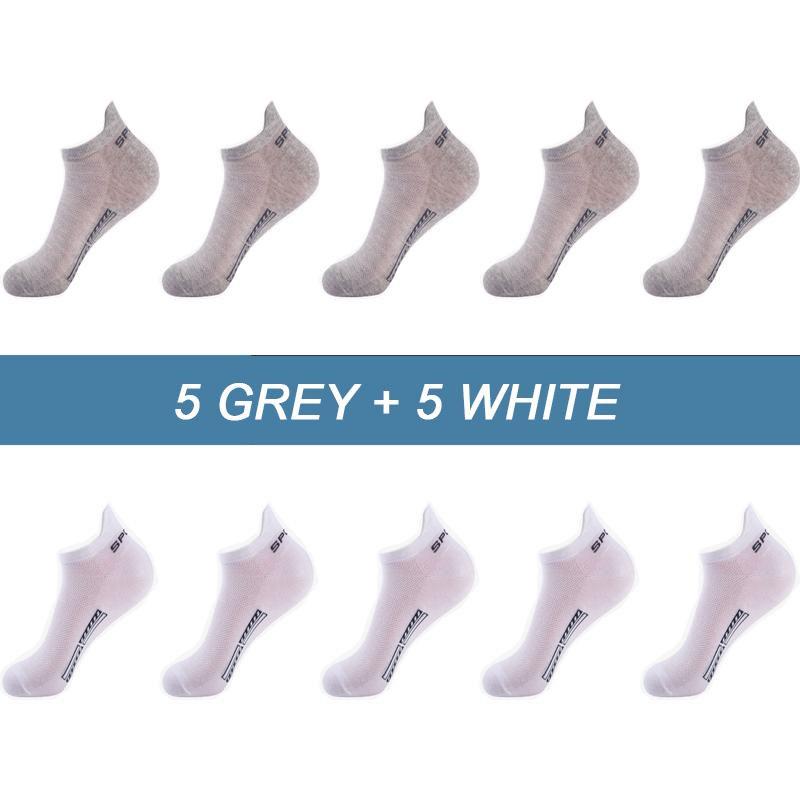 10Pairs/lot High Quality Men Socks Breathable Cotton Sports Boat Sock Mesh Casual Athletic Summer Thin Cut Short Sox Sokken Size 38-45