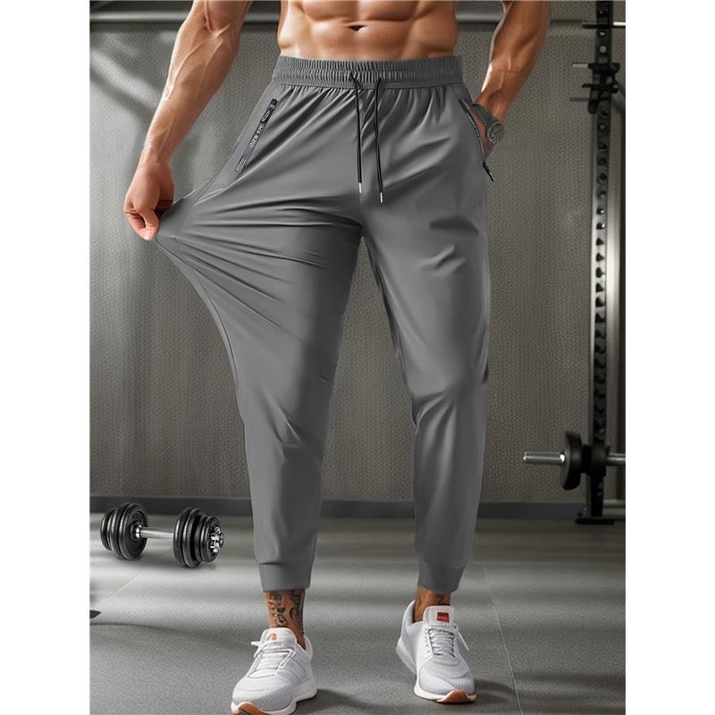 Men's Summer Nylon Ice Silk Trousers Men's Thin Breathable Large Size Casual Stretch Trousers Flat-footed Quick-drying Pants