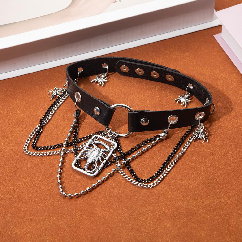 Dark Goth Punk Babes Choker Leather Collar Women Sweet Cool Collarbone Chain Cross Butterfly Necklace
