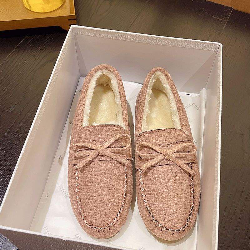 

Doudou shoes women s flat-soled single shoes beef tendon soft-soled velvet cotton shoes pregnant women s new autumn and winter ladies lazy mother 40