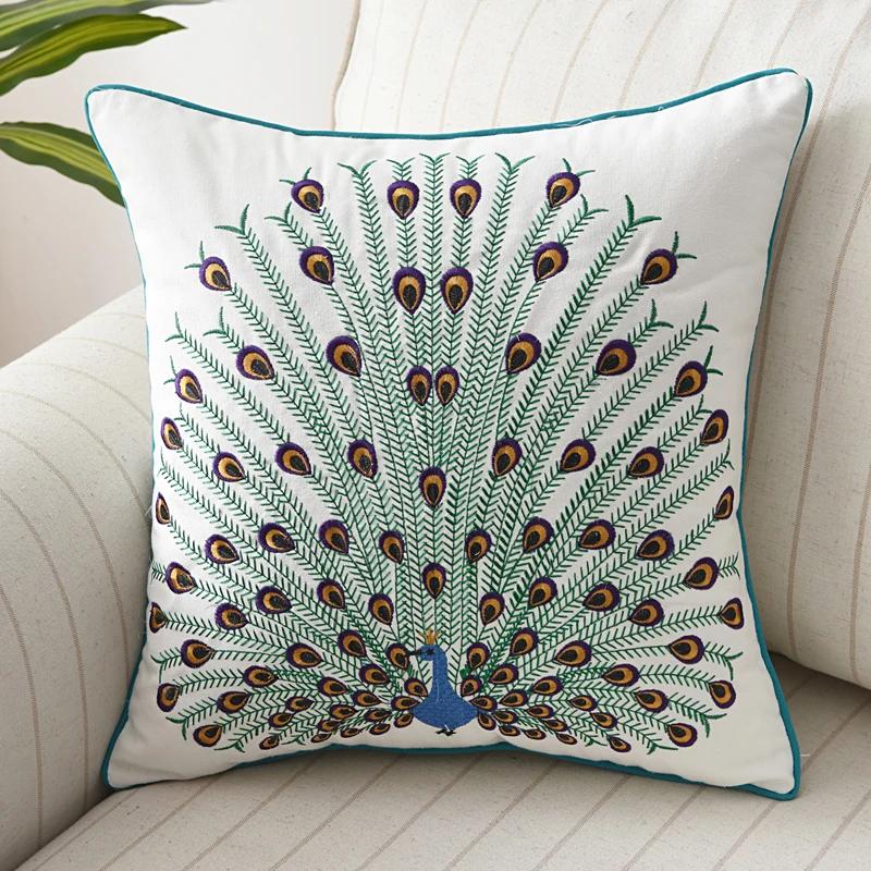 Butterfly Cushion Cover 45x45cm Floral Country Style Pillow Cover Cotton Embroidery Suqare Home Decoration for Living Room