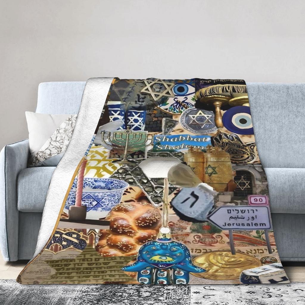 A Combination of Jewish Symbol Jewish Passover Blanket Quality Soft Throw Blanket Winter Plane Travel Sofa Home Print Bedspread