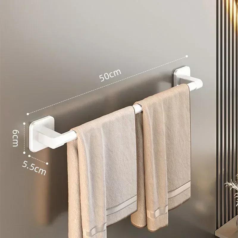 Bathroom Towel Holder White Without Drilling Bathroom Black Towel Rack Towel Bar Self-Adhesive