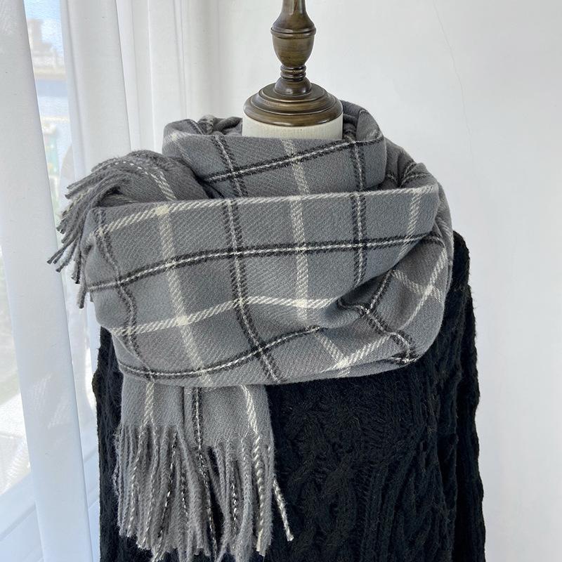 Women Imitation Cashmere Plaid Scarf Women's Autumn and Winter Fashion Shawl Winter Thickened Cold-proof and Warm Scarf