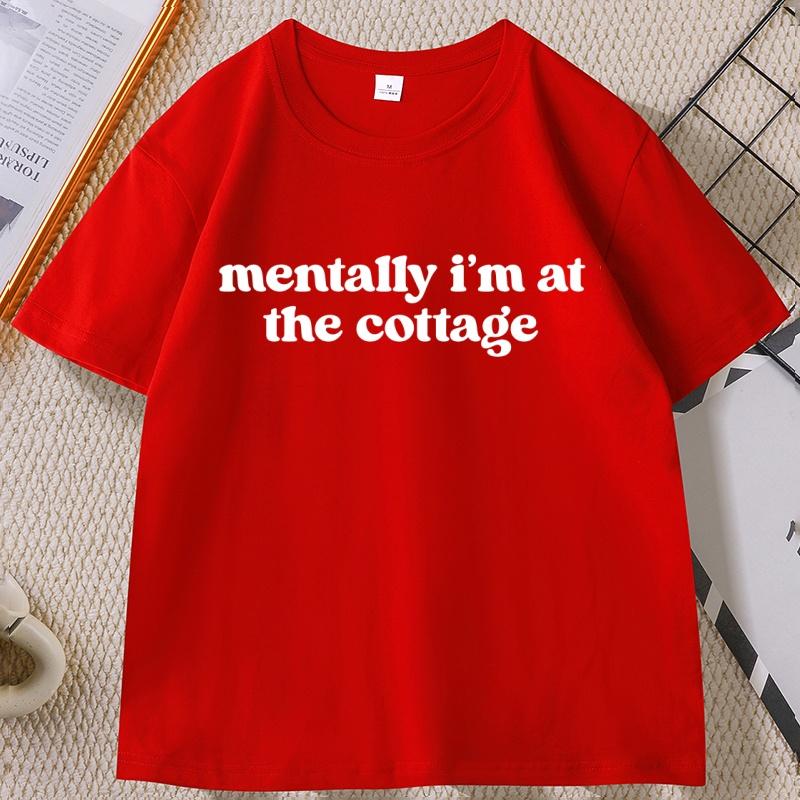 

Unisextally Im At The Cottage Tshirt Unisex Women Short Sleeve High Quality Printed Tshirt Casual Round Neck Loose Male Clothes XL